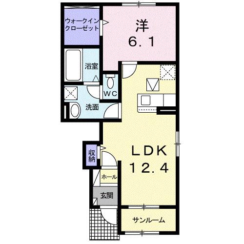 ビューヒバリ(1LDK/1階)の間取り写真