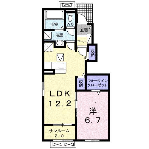 富山地鉄不二越上滝 朝菜町駅 徒歩11分 2階建 築4年(1LDK/1階)の間取り写真