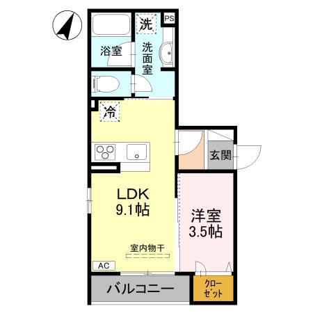 富山地鉄富山港線 奥田中学校前駅 徒歩13分 3階建 新築(1LDK/3階)の間取り写真