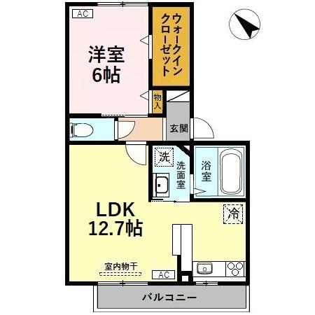 D-松村(1LDK/3階)の間取り写真
