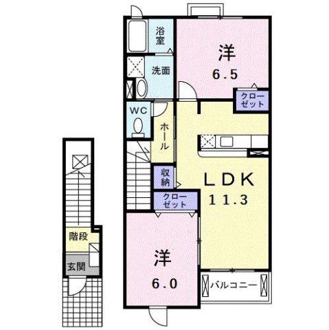 レジデンス・アキⅠ(2LDK/2階)の間取り写真