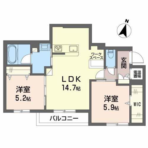 富山地鉄富山市内線 堀川小泉駅 徒歩5分 3階建 築4年(2LDK/3階)の間取り写真