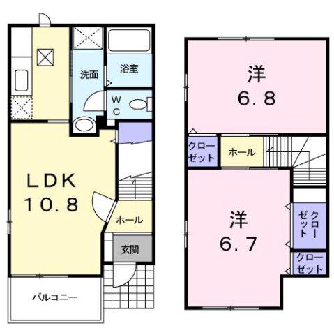 ボンジュール(2LDK/1階)の間取り写真
