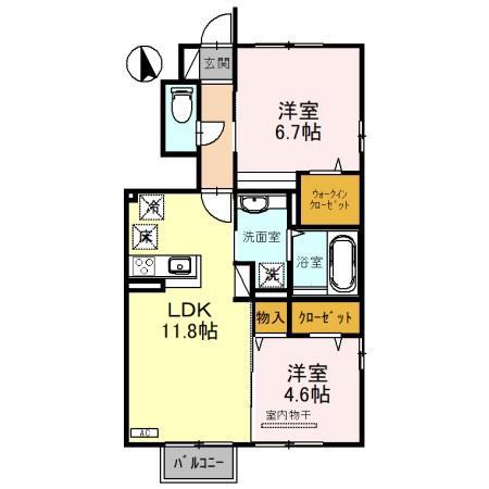 富山地鉄不二越上滝 上堀駅 徒歩53分 2階建 築3年(2LDK/1階)の間取り写真