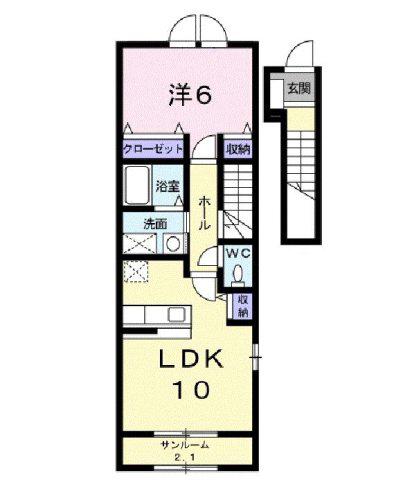 クロンドールⅡ(1LDK/2階)の間取り写真