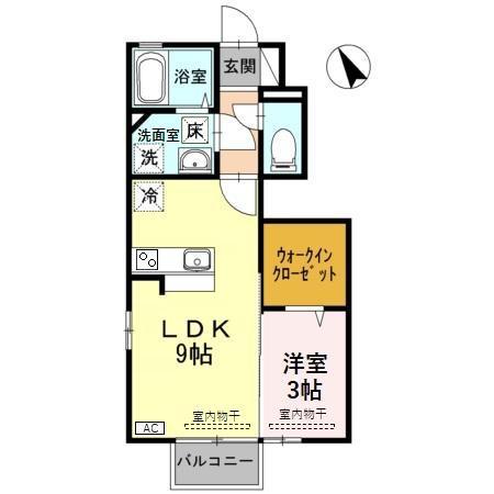 イースト LINK(1LDK/1階)の間取り写真