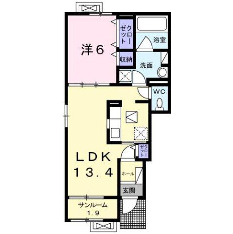 シェーナ アン(1LDK/1階)の間取り写真