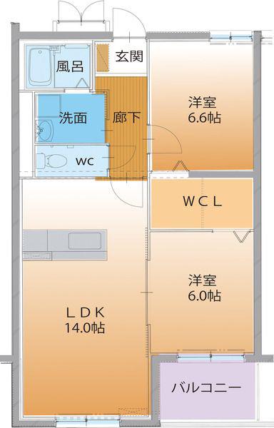 ハートフルクレア(2LDK/3階)の間取り写真