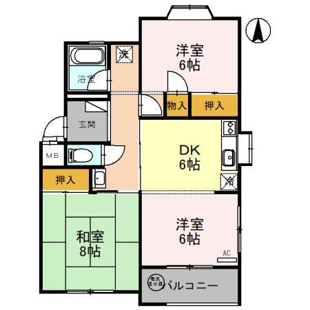 富山地鉄富山市内線 広貫堂前駅 徒歩24分 3階建 築37年(3DK/1階)の間取り写真