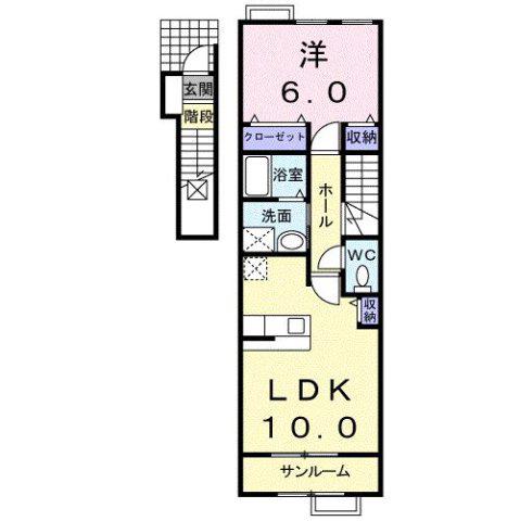 メゾン・ヌ-ベルA(1LDK/2階)の間取り写真