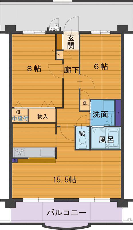 高山本線 婦中鵜坂駅 徒歩26分 3階建 築21年(2LDK/1階)の間取り写真