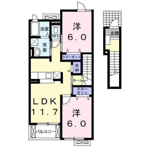 アルバⅢ(2LDK/2階)の間取り写真