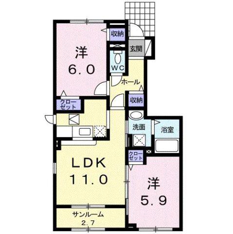 シリウス(2LDK/1階)の間取り写真