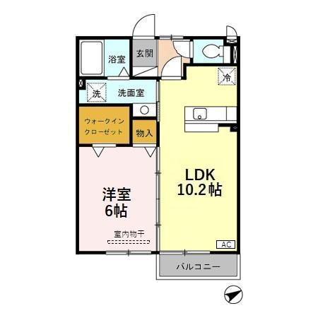 ラ・セーヌいみず(1LDK/1階)の間取り写真
