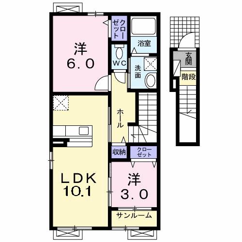コンフォートⅤ(2LDK/2階)の間取り写真