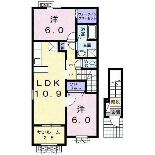 メゾンビューⅢ(2LDK/2階)の間取り写真