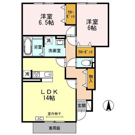 富山地鉄富山港線 越中中島駅 徒歩19分 2階建 築15年(2LDK/1階)の間取り写真