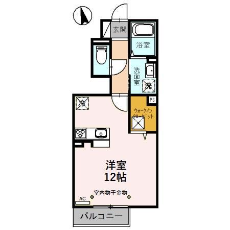 富山地鉄富山港線 蓮町駅(馬場記念公園前) 徒歩5分 2階建 築7年(ワンルーム/1階)の間取り写真