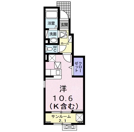 菫2ND(ワンルーム/1階)の間取り写真