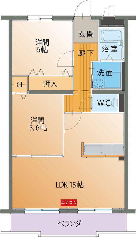 高山本線 婦中鵜坂駅 徒歩15分 3階建 築19年(2LDK/1階)の間取り写真