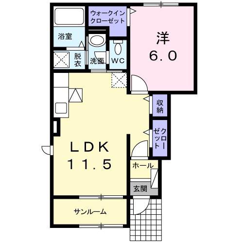 シャイン・ビュー(1LDK/1階)の間取り写真