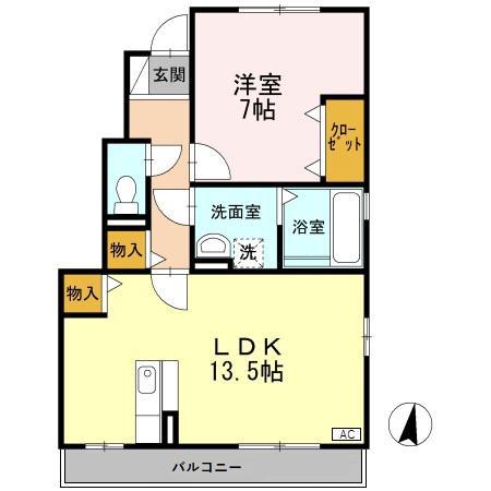 富山地鉄不二越上滝 不二越駅 徒歩10分 2階建 築16年(1LDK/1階)の間取り写真