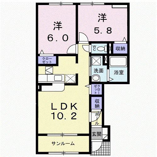 アンダンテ(2LDK/1階)の間取り写真