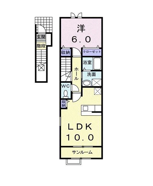 サンリット(1LDK/2階)の間取り写真