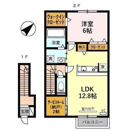 富山地鉄不二越上滝 上堀駅 徒歩11分 2階建 築17年(1SLDK/2階)の間取り写真