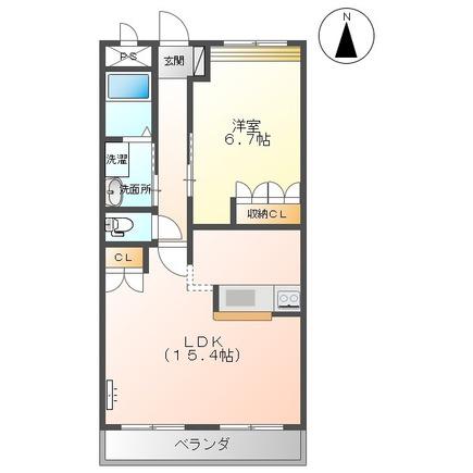 富山地鉄不二越上滝 南富山駅 徒歩9分 2階建 築17年(1LDK/2階)の間取り写真