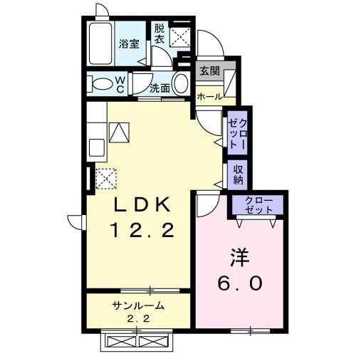 メゾンビュー(1LDK/1階)の間取り写真