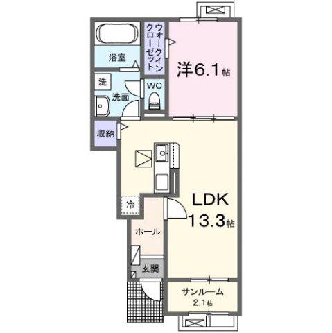 ミライエ(1LDK/1階)の間取り写真