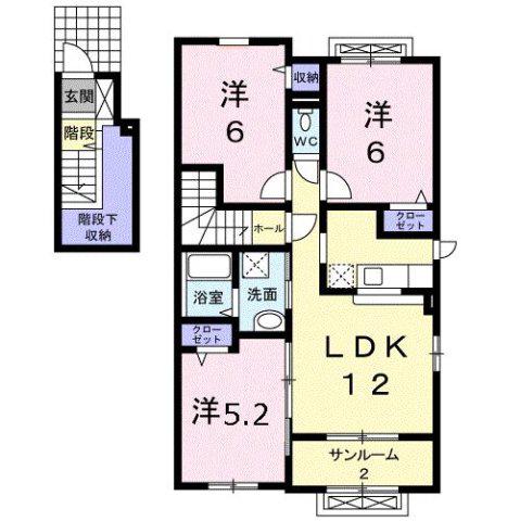 富山地鉄本線 東新庄駅 徒歩16分 2階建 築15年(3LDK/2階)の間取り写真