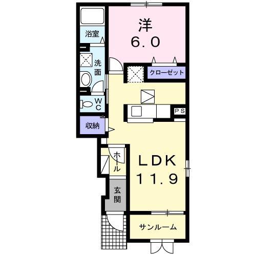ラ ルーチェ(1LDK/1階)の間取り写真