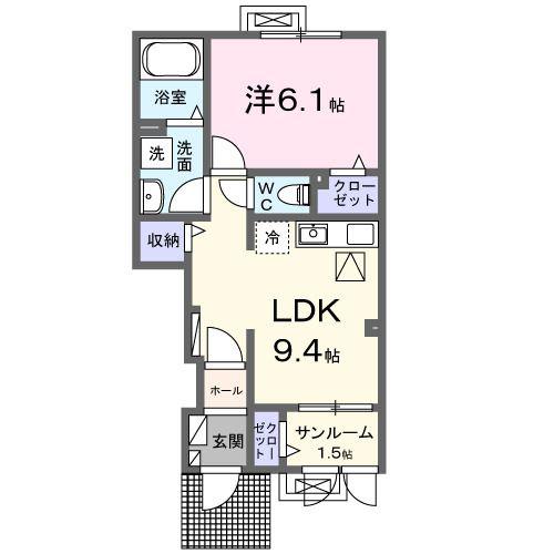 シズ・ボリーS(1LDK/1階)の間取り写真