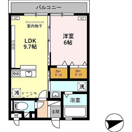 イン ハピネスⅡ(1LDK/2階)の間取り写真