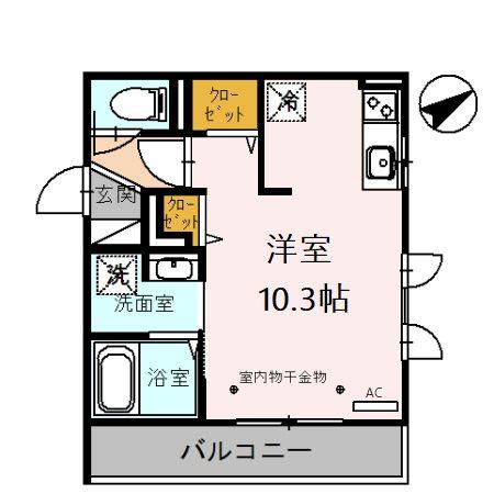 ラ・シャンブル(ワンルーム/2階)の間取り写真