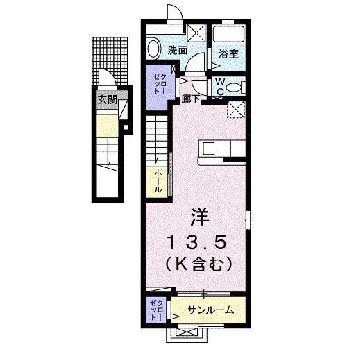 アザレアイースト(ワンルーム/2階)の間取り写真
