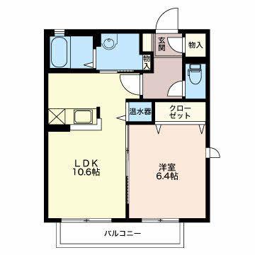 高山本線 速星駅 徒歩20分 2階建 築21年(1LDK/1階)の間取り写真
