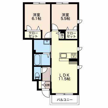 富山地鉄不二越上滝 大泉駅(富山) 徒歩7分 2階建 築8年(2LDK/1階)の間取り写真