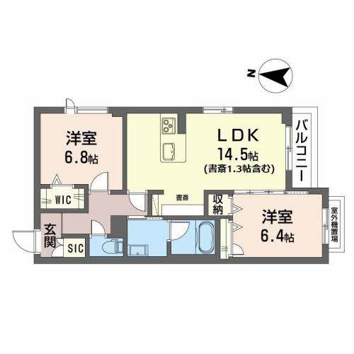 富山地鉄富山市内線 堀川小泉駅 徒歩5分 3階建 築3年(2LDK/2階)の間取り写真