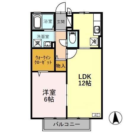 富山地鉄富山市内線 西町駅 徒歩11分 2階建 築23年(1LDK/2階)の間取り写真