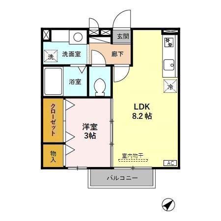 モナリエ中川(1LDK/2階)の間取り写真