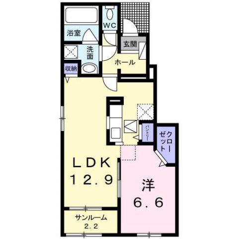 アンジュールⅢ(1LDK/1階)の間取り写真