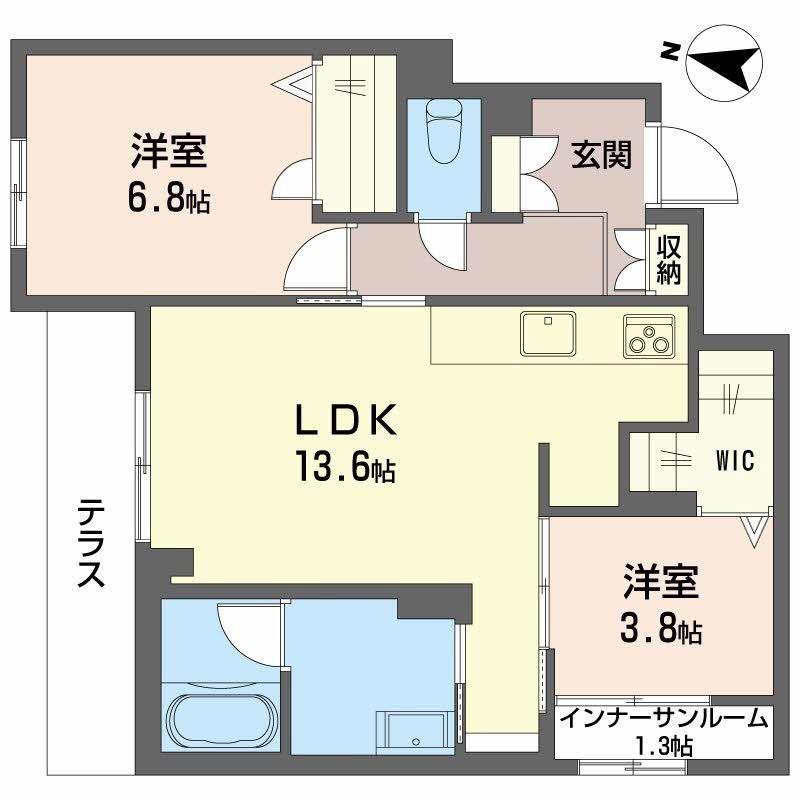 富山地鉄富山市内線 広貫堂前駅 徒歩10分 3階建 新築(2LDK/1階)の間取り写真