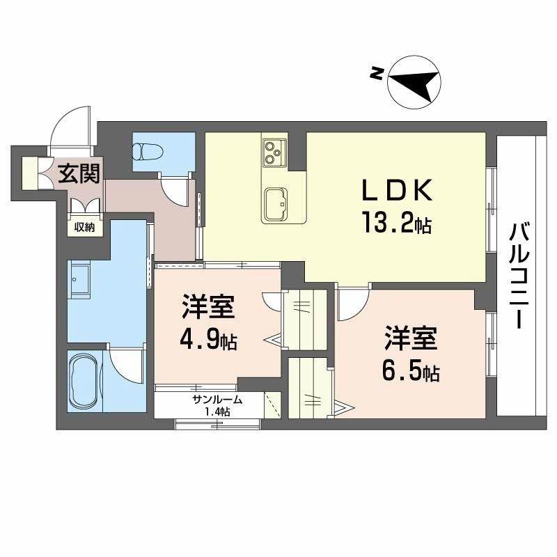 富山地鉄富山市内線 広貫堂前駅 徒歩10分 3階建 新築(2LDK/2階)の間取り写真
