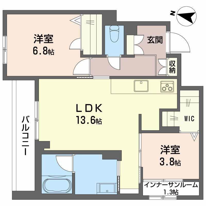 富山地鉄富山市内線 広貫堂前駅 徒歩10分 3階建 新築(2LDK/2階)の間取り写真