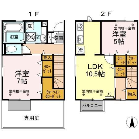 D-ROOMアスカ(2LDK/2階)の間取り写真