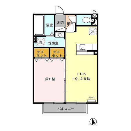 城端線 砺波駅 徒歩12分 2階建 築21年(1LDK/2階)の間取り写真