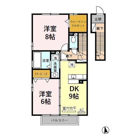 セジュール薫風B(2DK/2階)の間取り写真